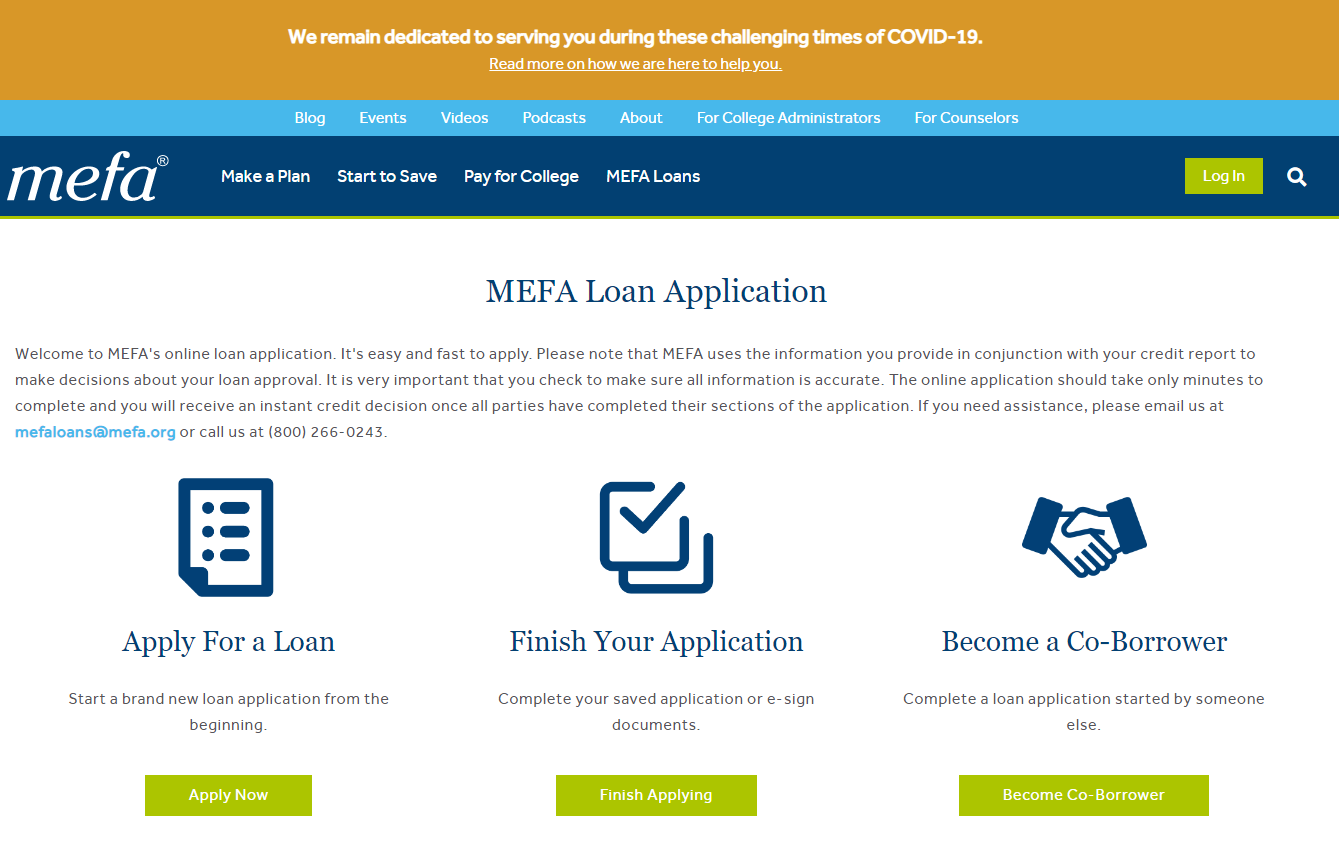 mefa loan login