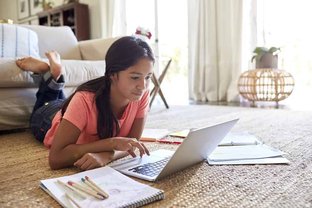 Girl working on laptop looking at MEFA Pathway