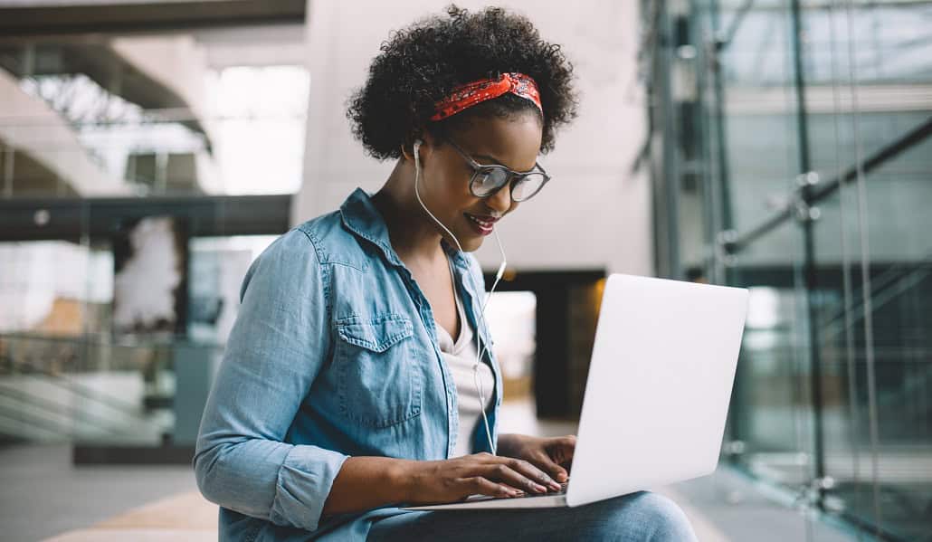 Girl using laptop