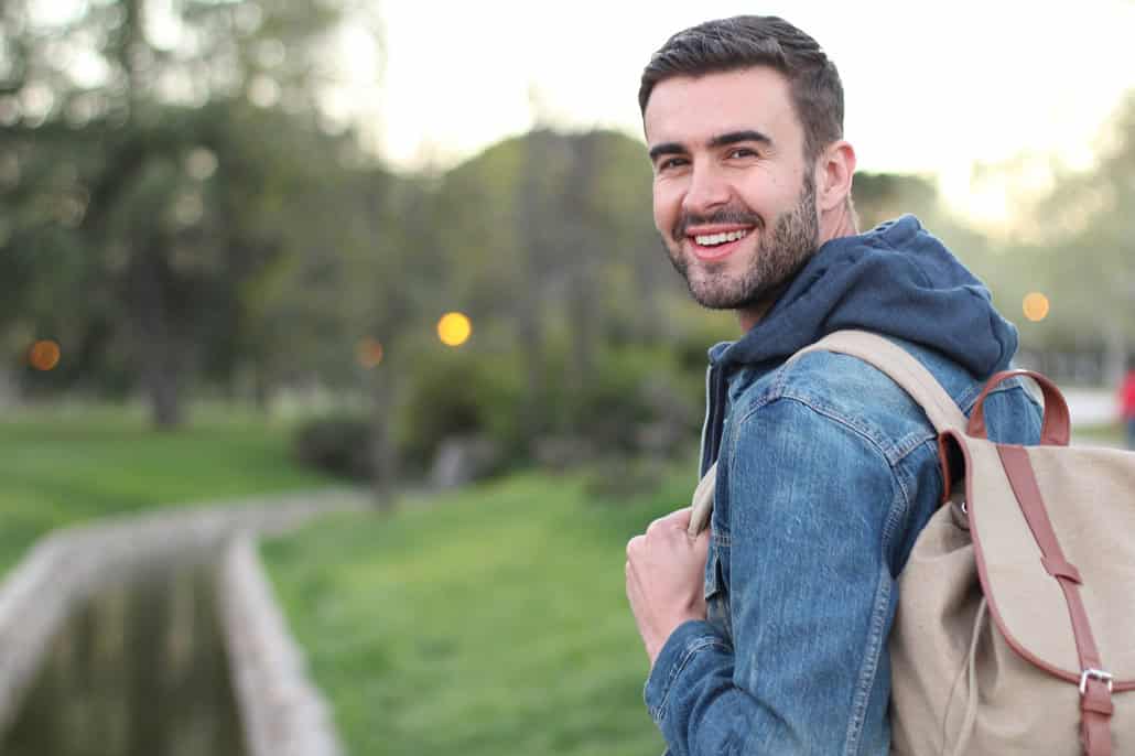 Student wearing backpack