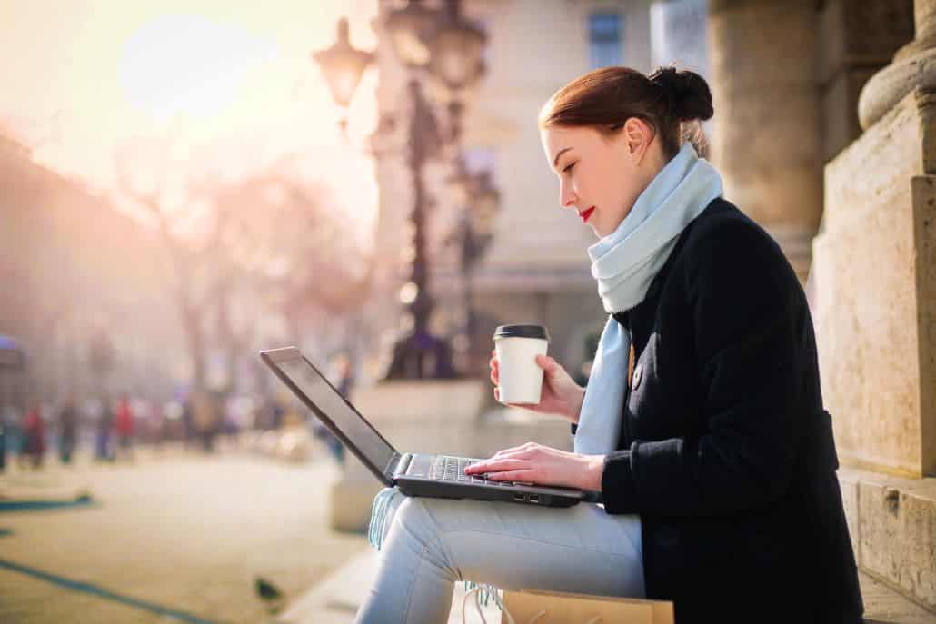 Student using laptop