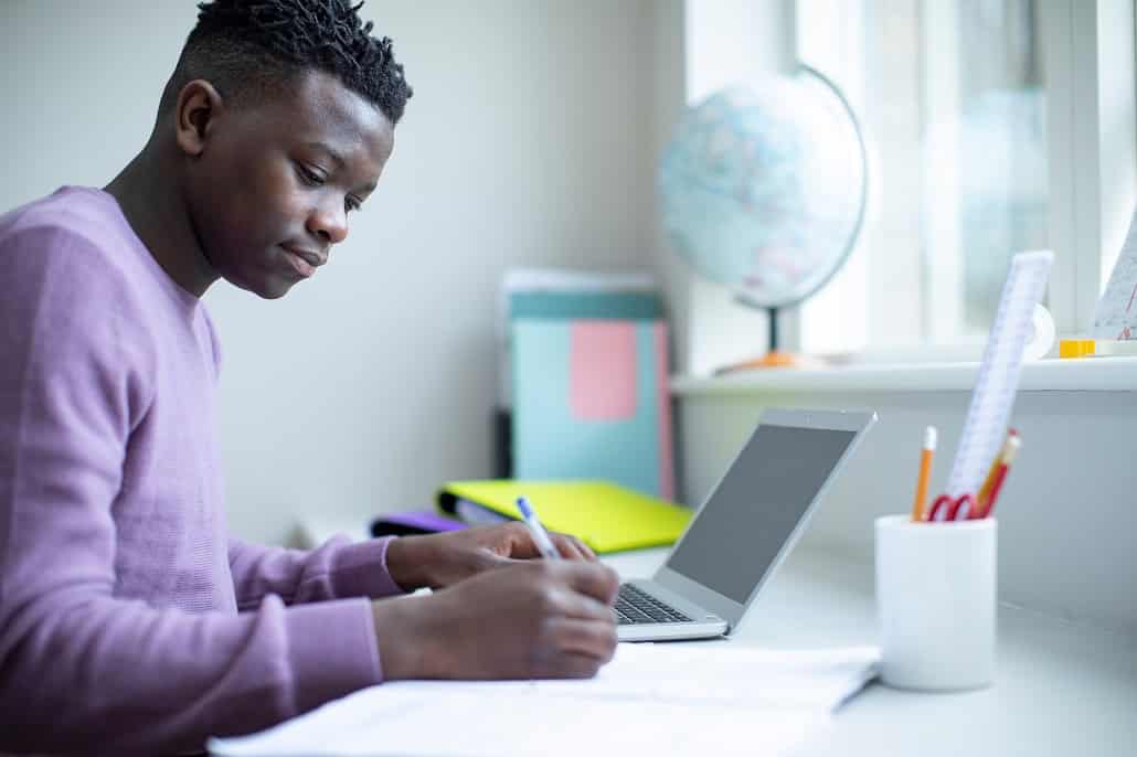 Student using laptop