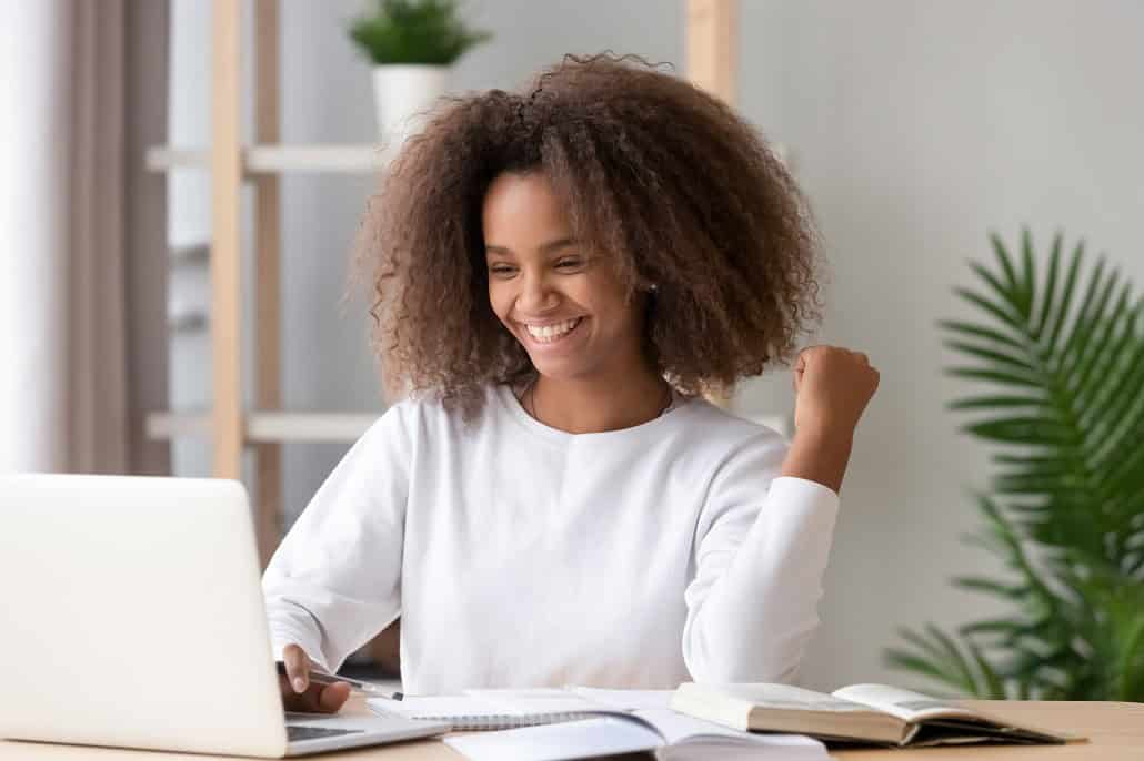 Student using laptop