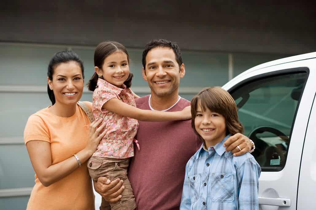 Family standing outside