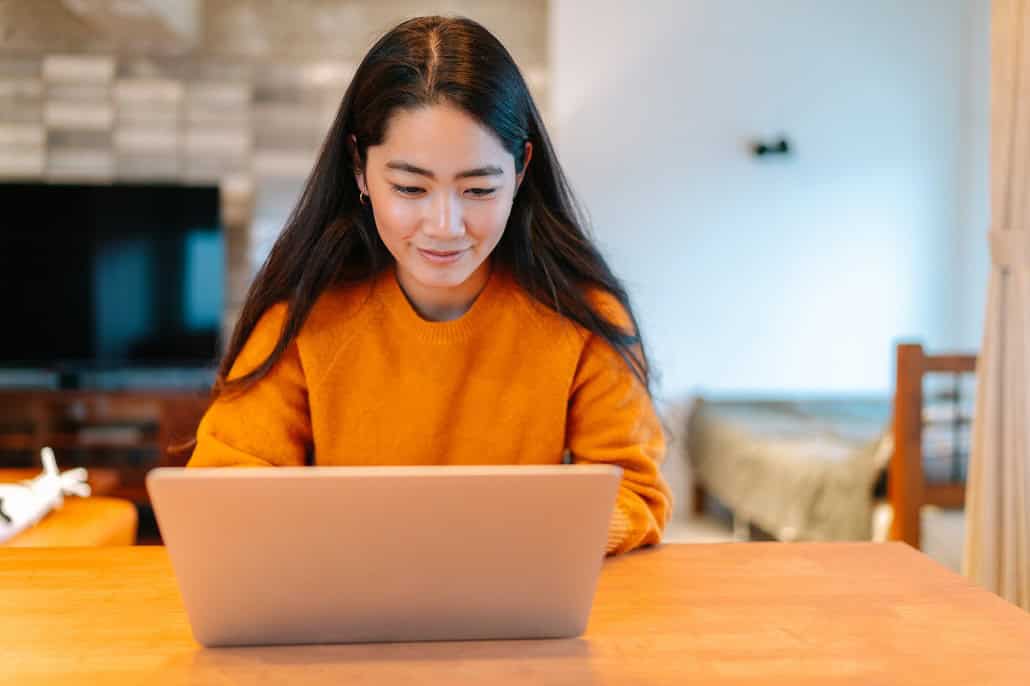 Student using laptop