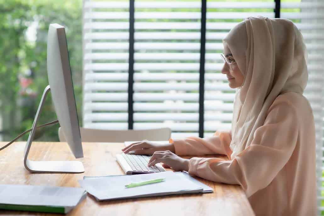 Woman using laptop