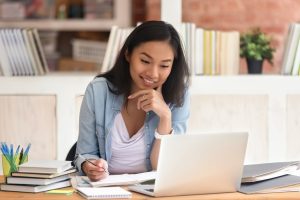 Student using laptop