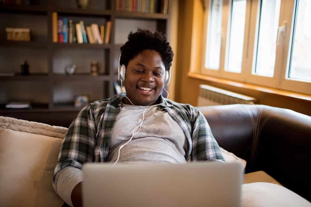 Student using laptop