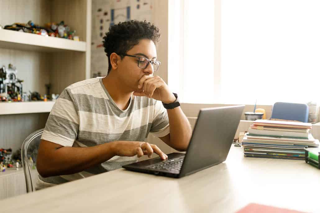 Student using laptop