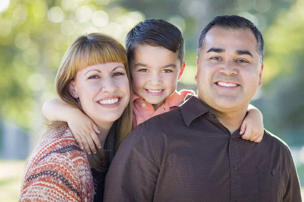 Young child with parents