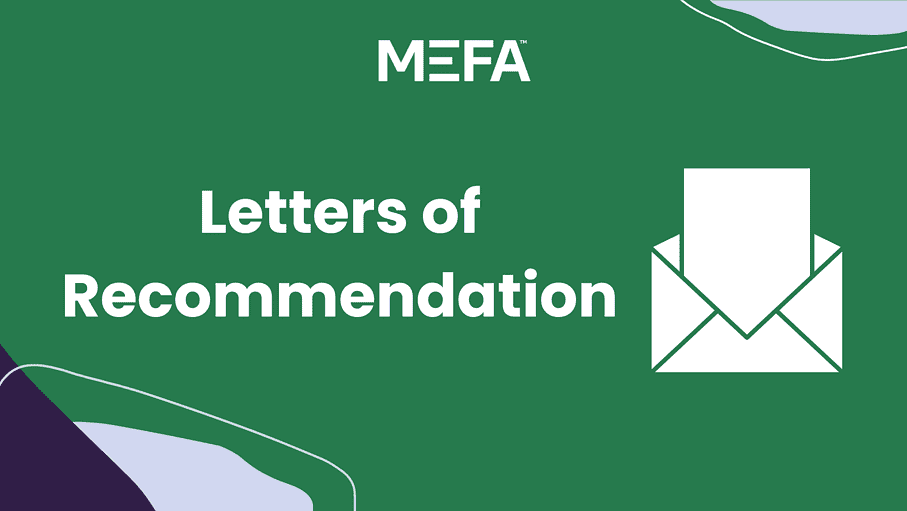 Letter and envelope icon with the text, "Letters of Recommendation"