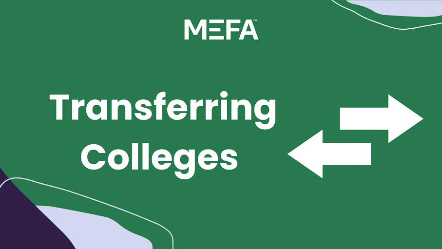 Two arrows with text that reads, "Transferring Colleges"