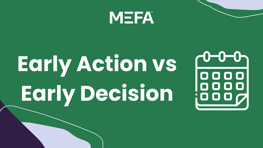 Calendar icon with text that reads, "Early Action vs Early Decision"