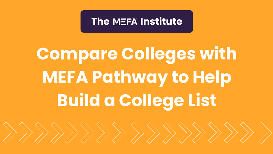 Graphic with title that reads The MEFA Institute™: Compare Colleges with MEFA Pathway to Help Build a College List