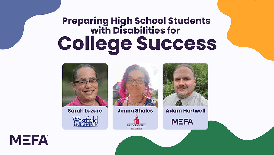 Graphic with title that reads Preparing High School Students with Disabilities for College Success