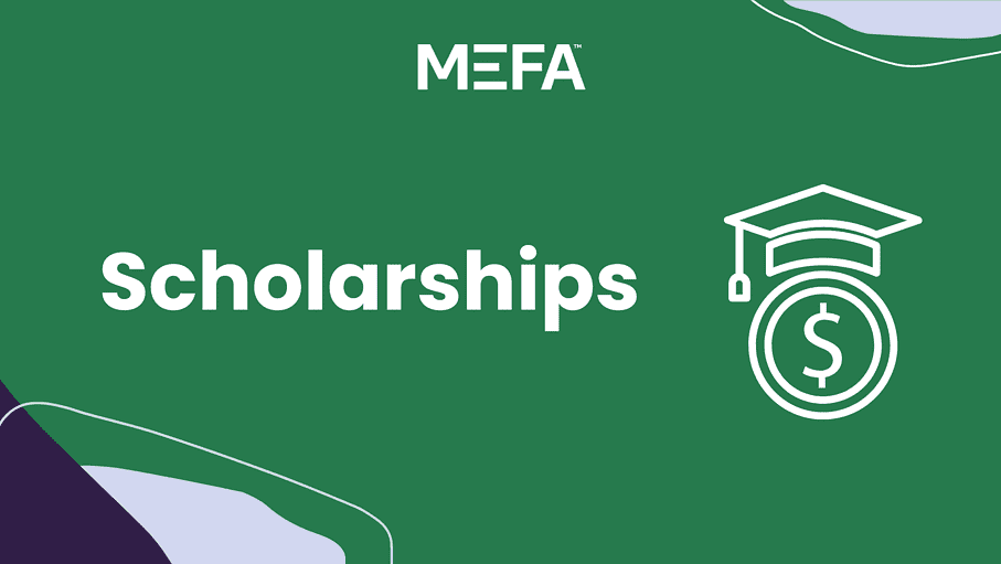 Graphic with title that reads Scholarships