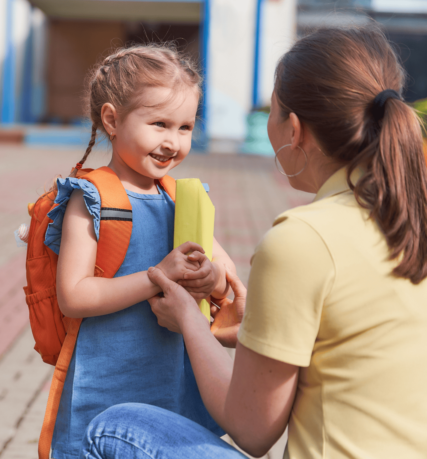 Mom and daughter at school