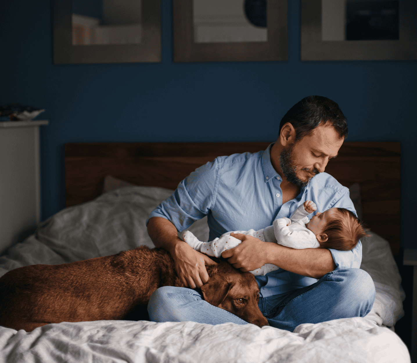 Father with child and dog